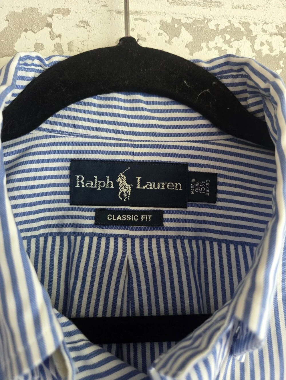 Ralph Lauren Classic Fit Dress Shirt Mens 15.5 32/33 Blue Stripe Long Sleeve